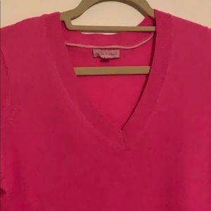 Lilly Pulitzer neon pink v neck cashmere sweater